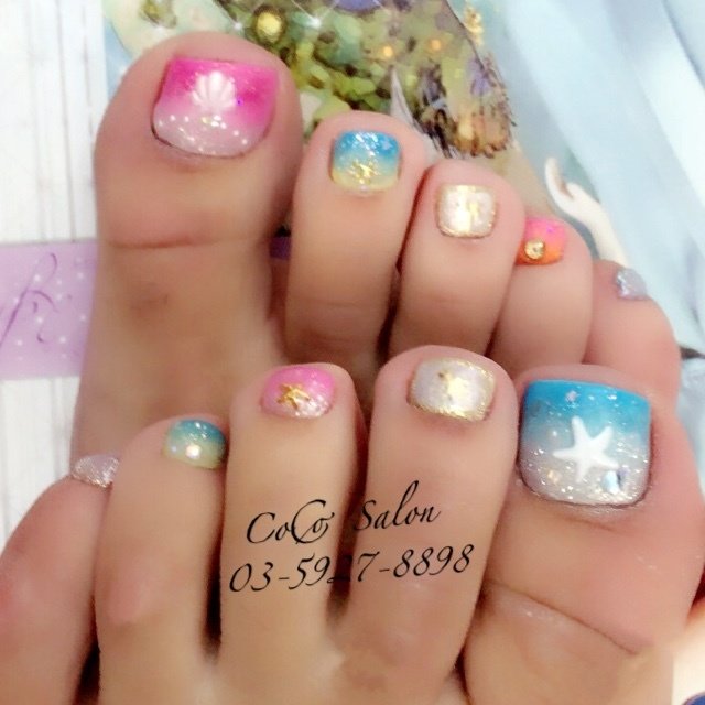 夏 海 リゾート オフィス フット Nonちゃん Coco Salonのネイルデザイン No ネイルブック