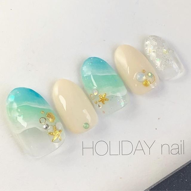 夏 旅行 海 リゾート ハンド Holidaynailのネイルデザイン No