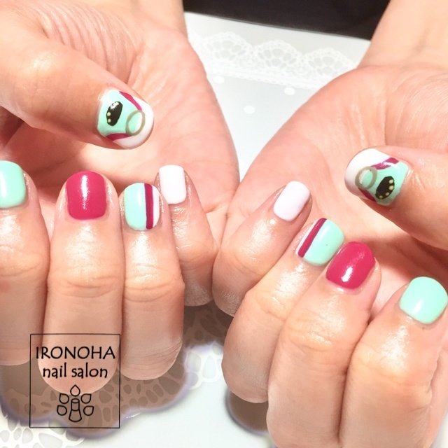 オールシーズン ハンド ワンカラー キャラクター ショート Ironoha Nailのネイルデザイン No ネイルブック