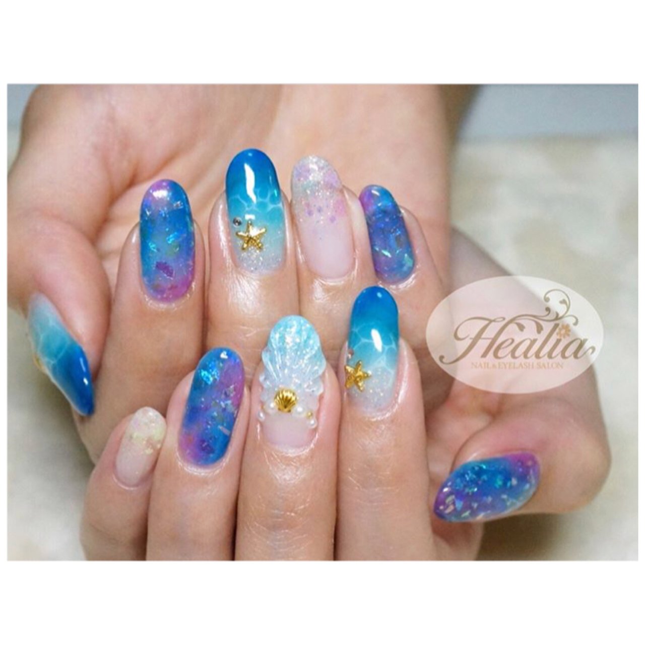 夏/旅行/海/リゾート/グラデーション - healiaのネイルデザイン[No