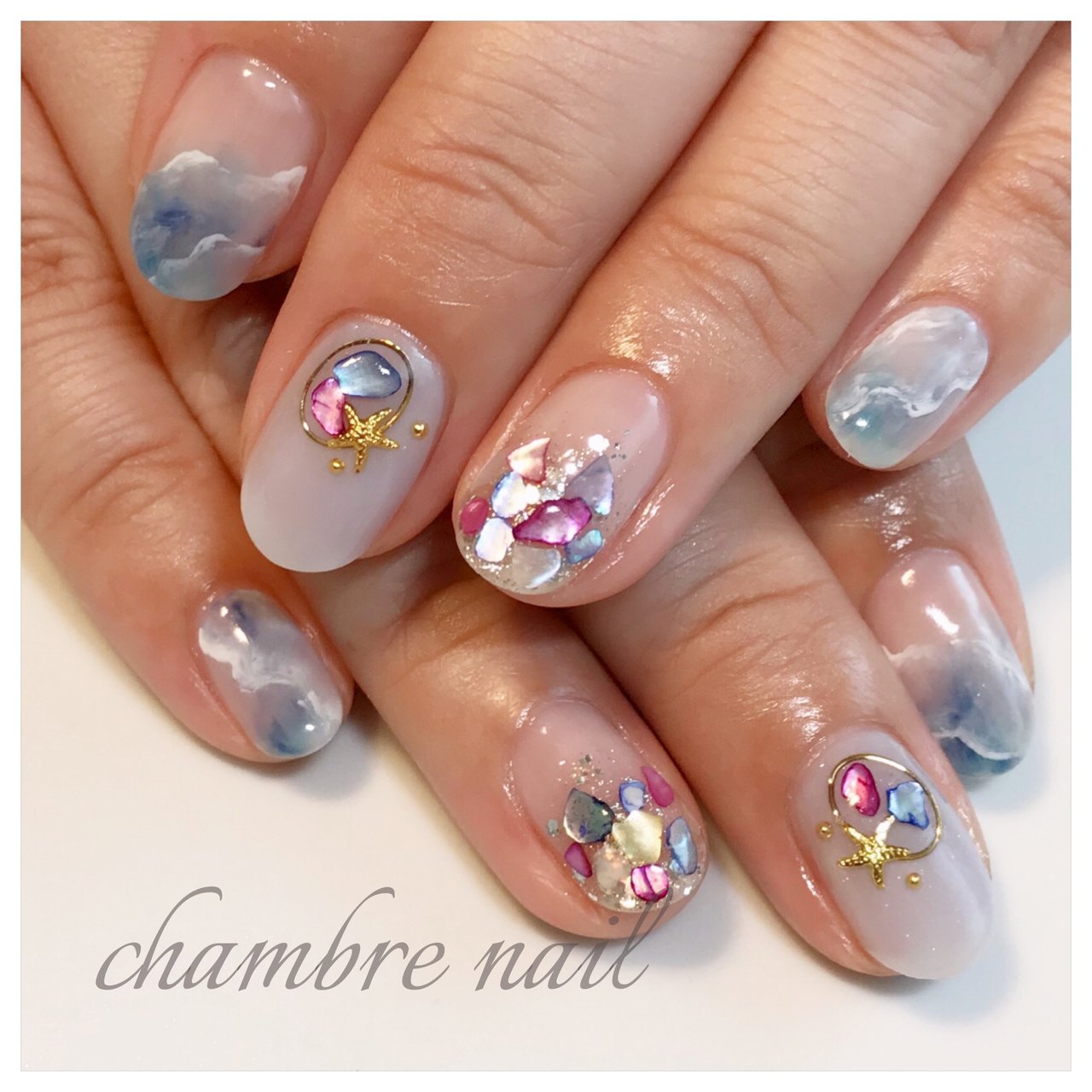 夏海リゾート女子会ハンド Chambre Nailのネイルデザインno