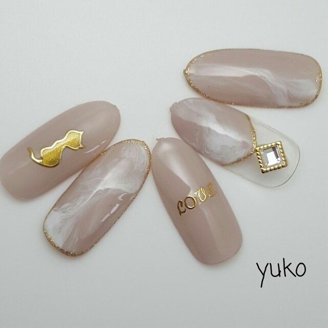 秋 タイダイ ベージュ グレージュ Yukoのネイルデザイン No ネイルブック