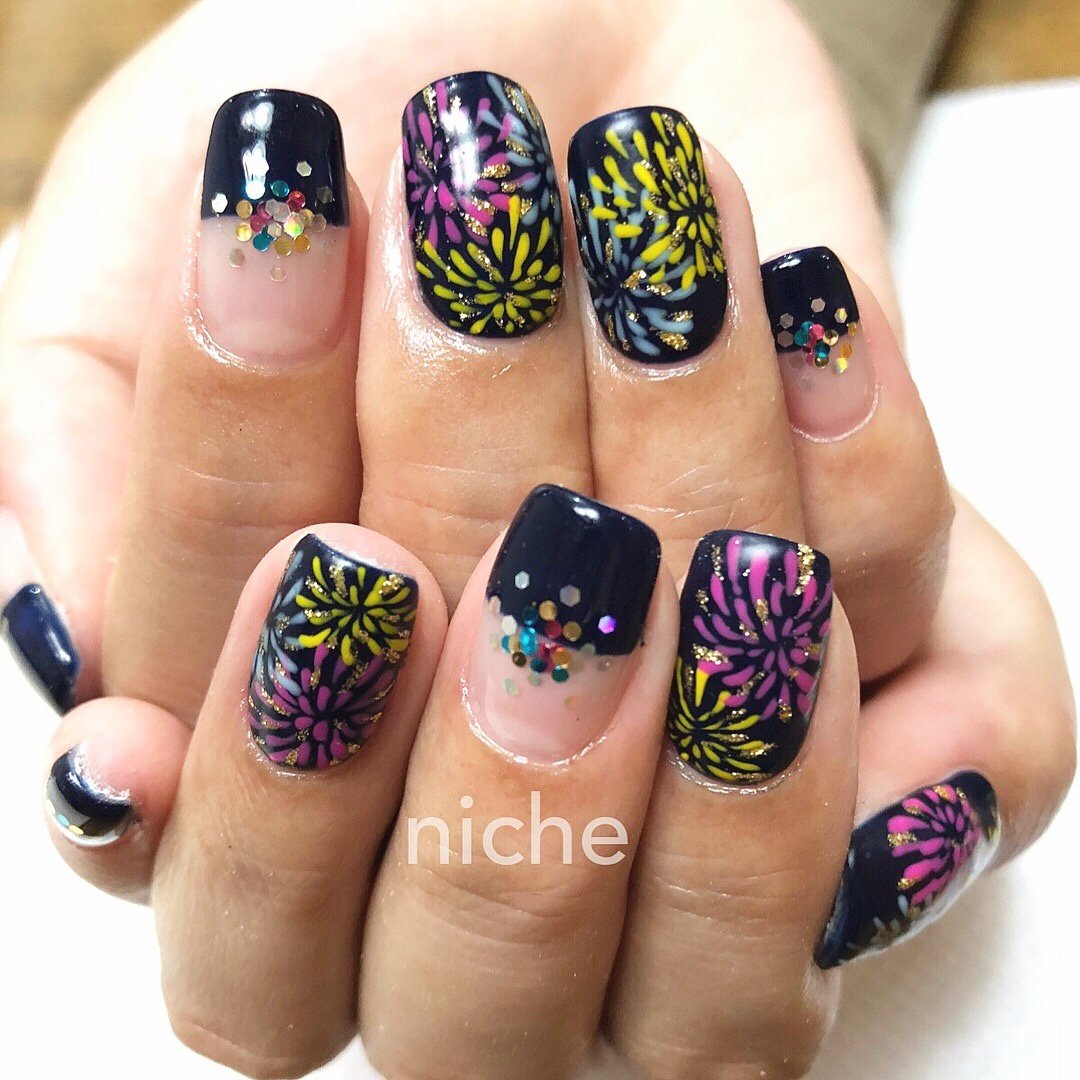 夏 旅行 海 浴衣 ハンド Nailsalonniche ネイルサロンニッチのネイルデザイン No ネイルブック