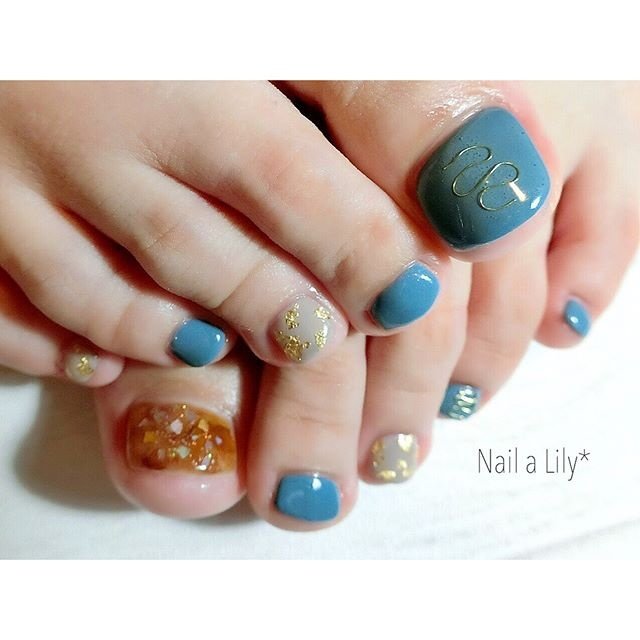 夏 秋 フット べっ甲 ワイヤー Nailalily ネイルアリリー Akiのネイルデザイン No ネイルブック