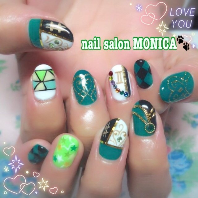 ライブ ハンド キャラクター ミディアム グリーン Nail Salon Monica のネイルデザイン No ネイルブック