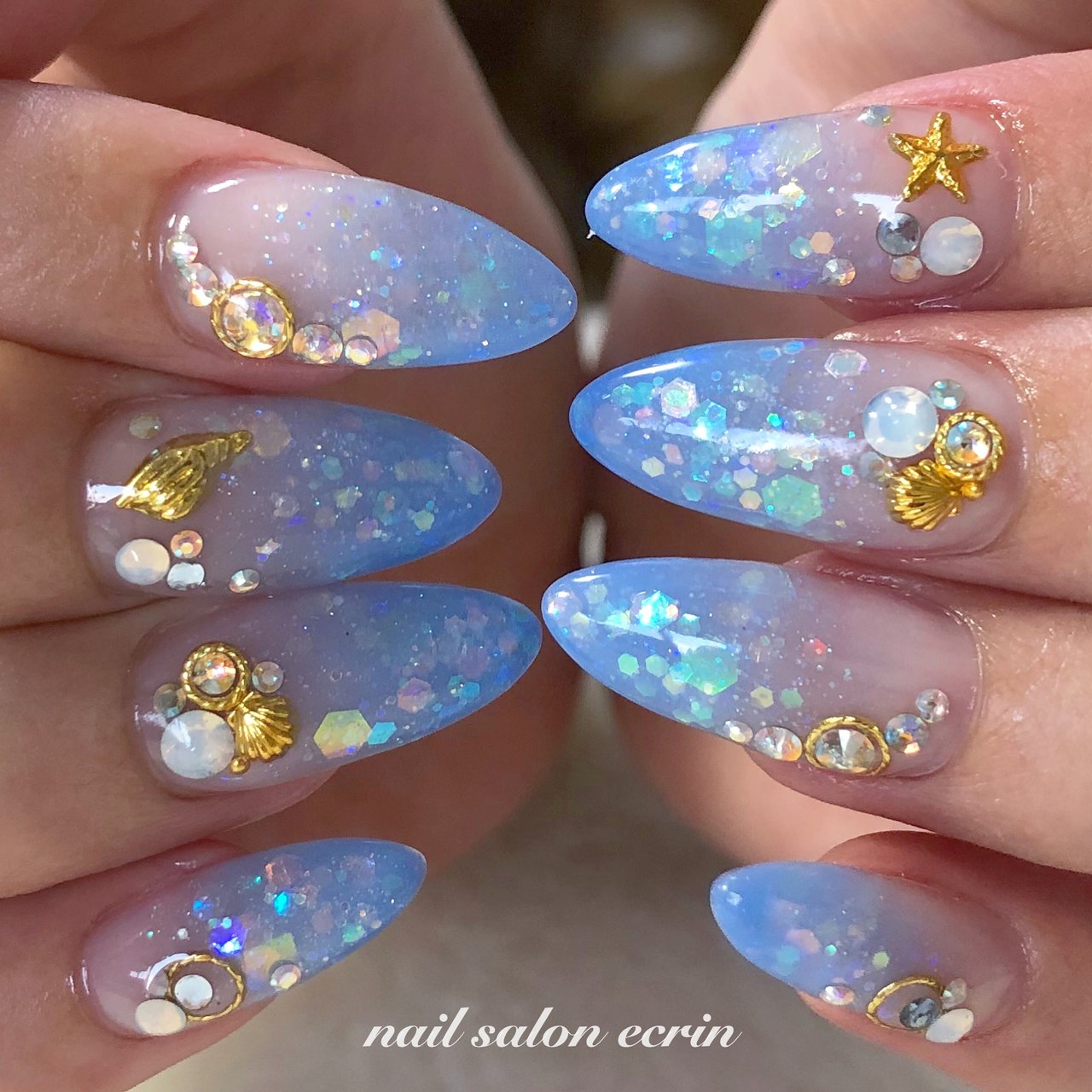 夏 海 浴衣 ハンド グラデーション Nail Ecrinのネイルデザイン No ネイルブック