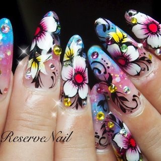 人気順 ボタニカル スカルプチュア 派手ネイルのネイルデザイン ネイルブック