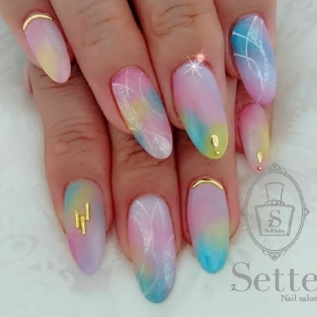 夏 タイダイ カラフル ジェル お客様 Nailsalon Setteのネイルデザイン No ネイルブック