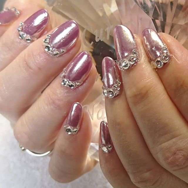 オールシーズン オーロラ ミラー ミディアム ピンク Ecn Nailのネイルデザイン No ネイルブック