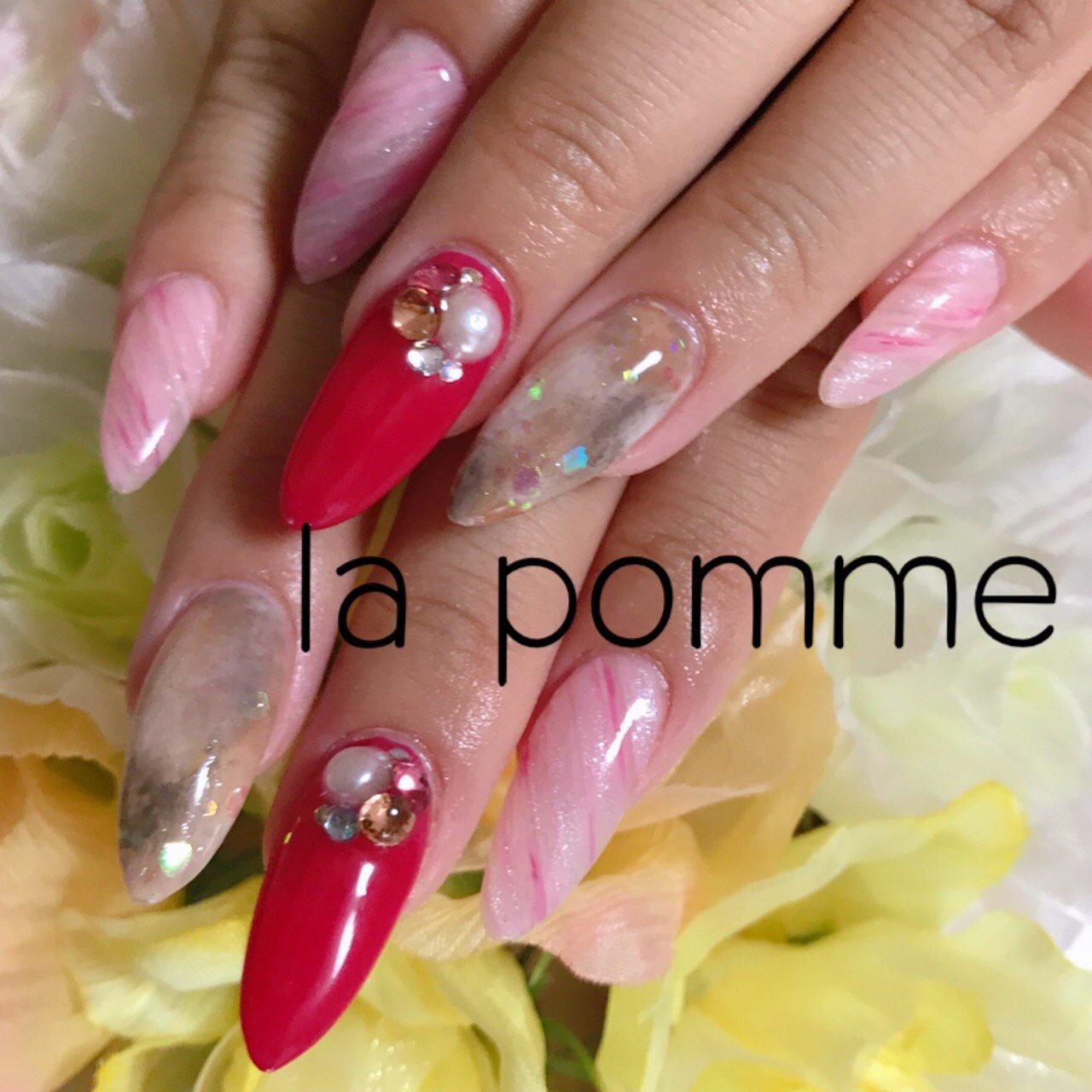 夏 秋 オールシーズン 海 ビジュー Minoriのネイルデザイン No ネイルブック