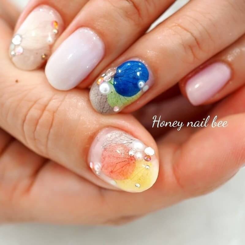 夏 海 リゾート 浴衣 ハンド Honey Nail Bee のネイルデザイン No ネイルブック