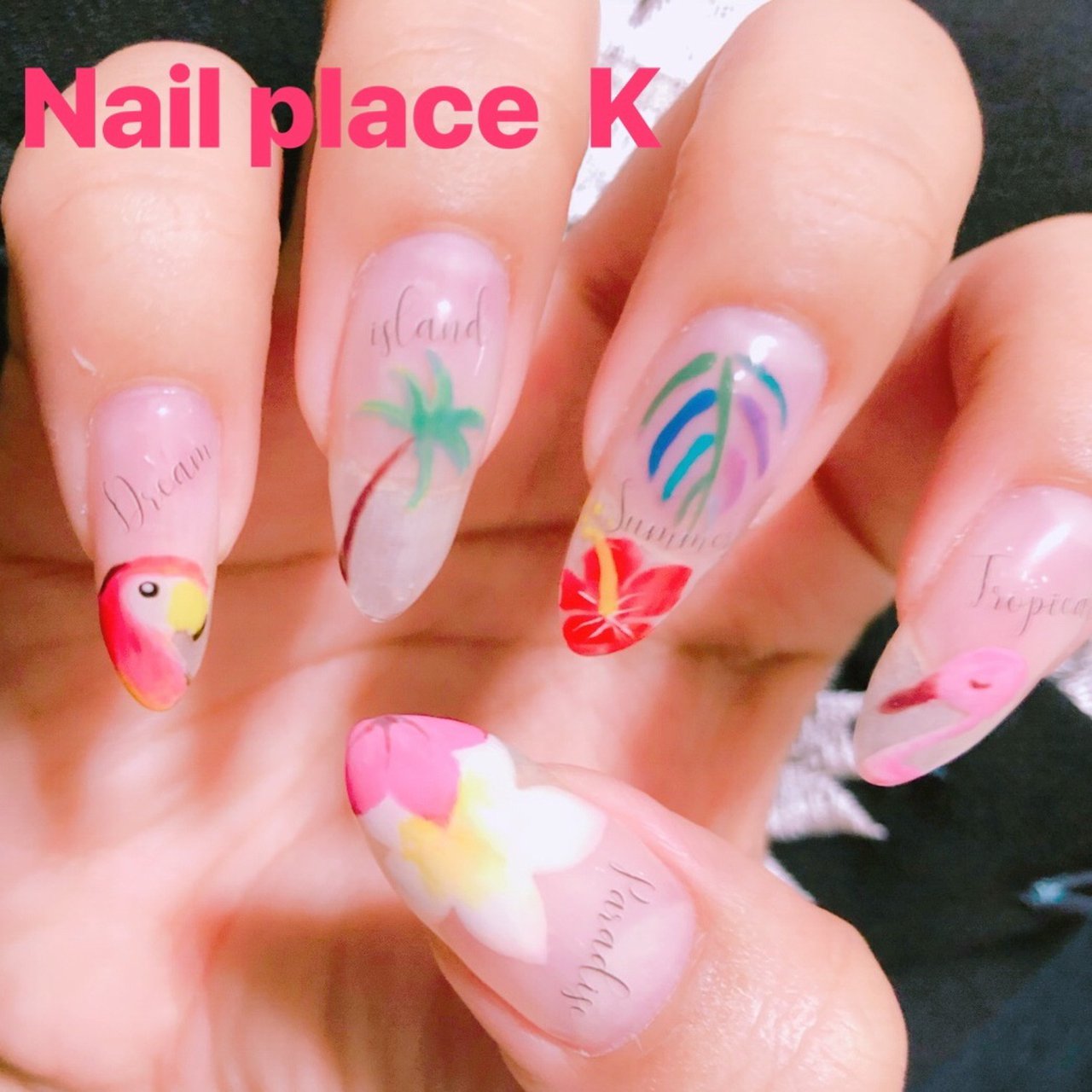 夏 ハンド トロピカル ボタニカル ロング Nail Place Kのネイルデザイン No ネイルブック