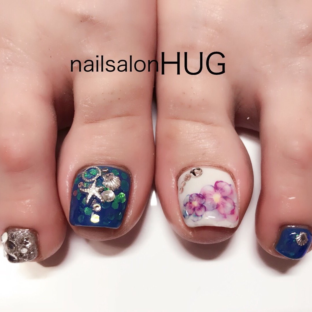 夏 海 浴衣 女子会 フット Nailhugのネイルデザイン No ネイルブック