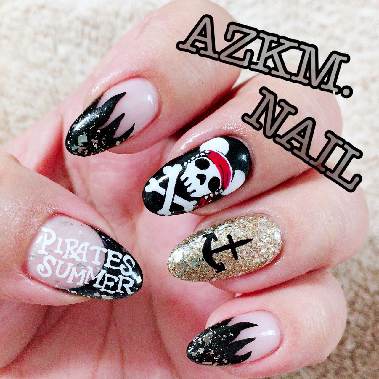 夏 オールシーズン 海 リゾート ハンド Azkm Nailのネイルデザイン No ネイルブック