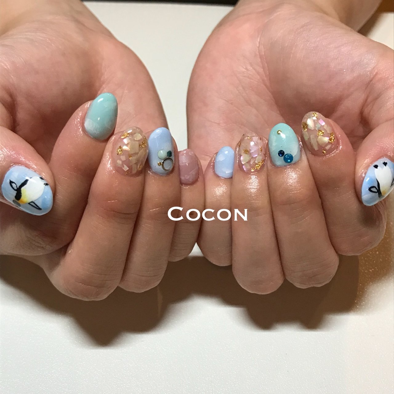 夏 海 リゾート ハンド アニマル柄 Cocon Nailのネイルデザイン No ネイルブック