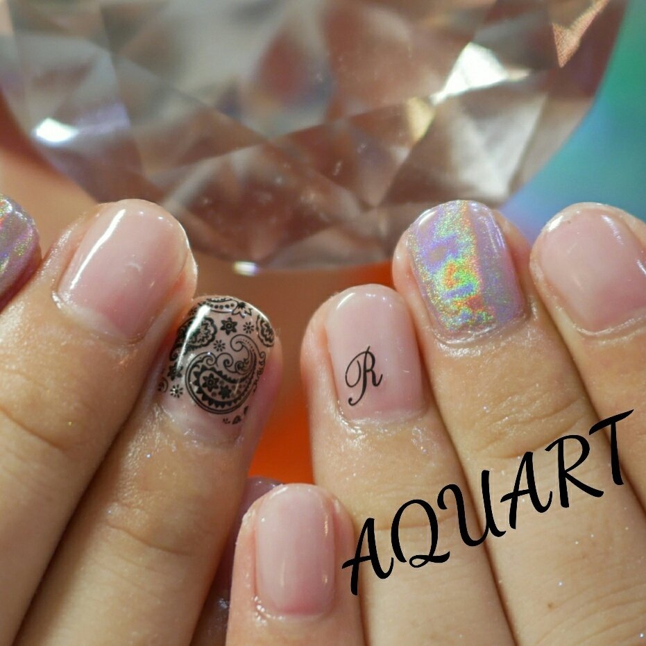 オールシーズン ハンド ショート クリア シルバー Aquartnail Rieのネイルデザイン No ネイルブック