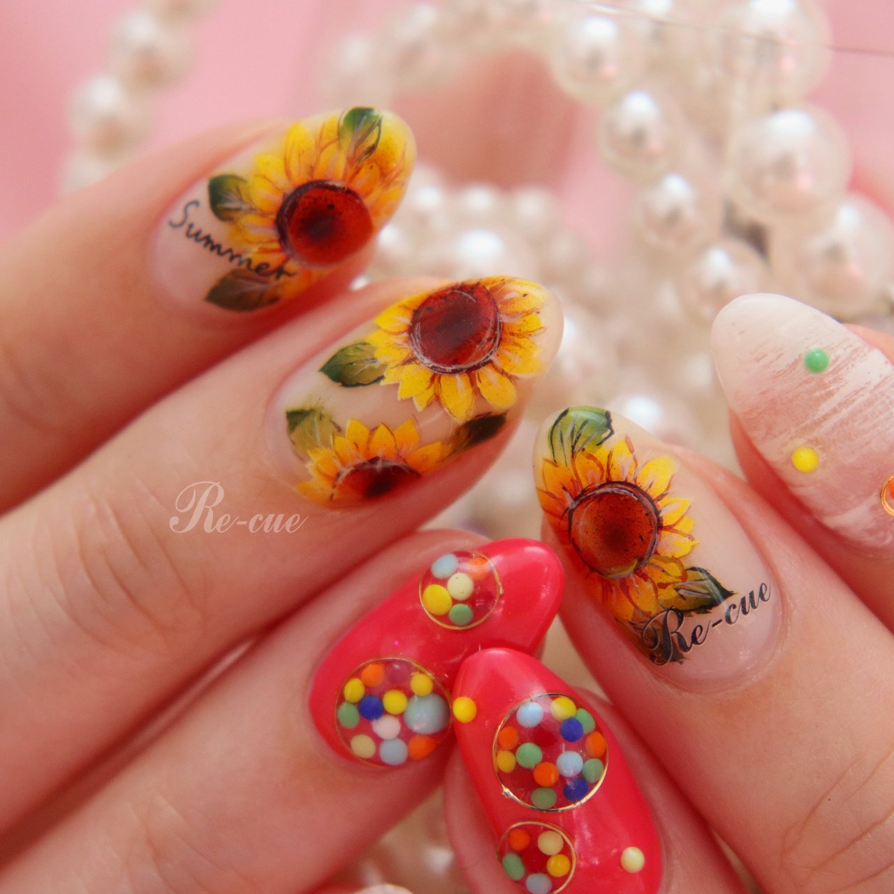 夏/旅行/海/リゾート/フラワー - Re-cue松本寿美代のネイルデザイン[No