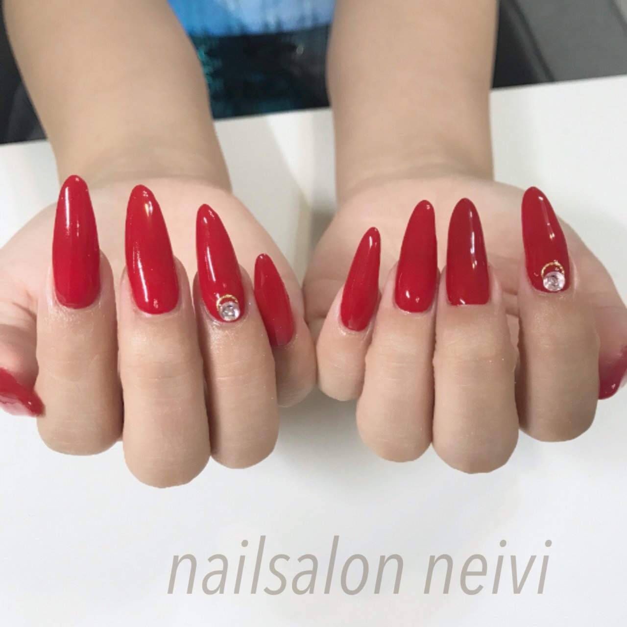 夏 オールシーズン ハンド ロング レッド Nailsalon Neiviのネイルデザイン No ネイルブック