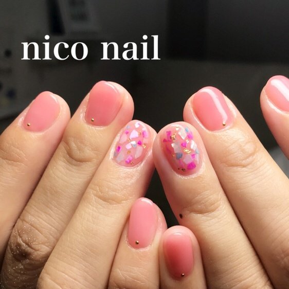 夏 ハンド シェル ショート ピンク Niconailのネイルデザイン No ネイルブック