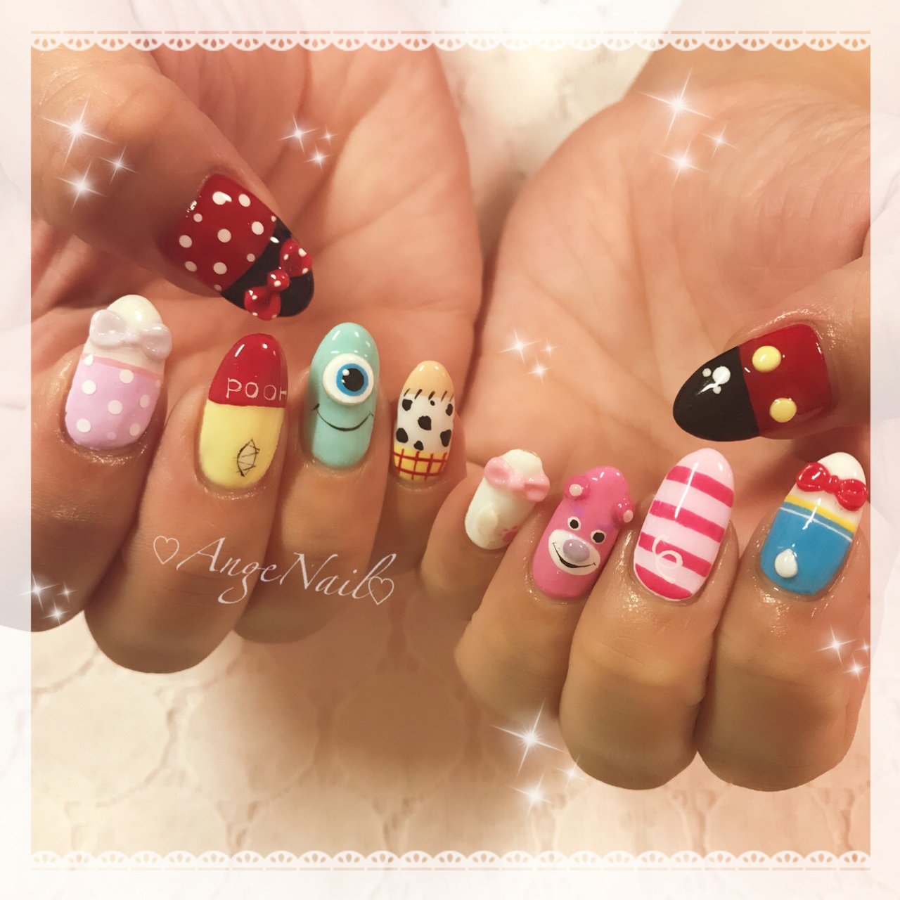ハンド/アニマル柄/キャラクター/カラフル - AngeNailのネイルデザイン
