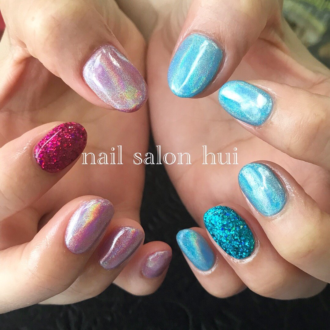 夏 ハンド シンプル ラメ ワンカラー Nailsalon Huiのネイルデザイン No ネイルブック