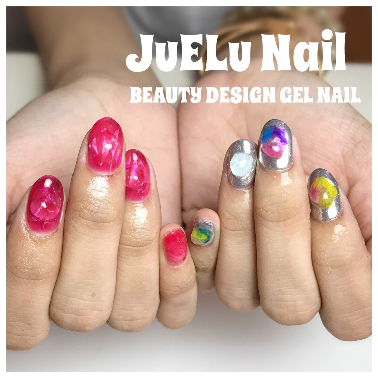 ハンド 水滴 ニュアンス ミラー ジェル Juelunail1006のネイルデザイン No ネイルブック