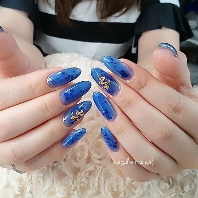 ホログラム ワンカラー シースルー ブルー ジェル Rico Nailのネイルデザイン No ネイルブック