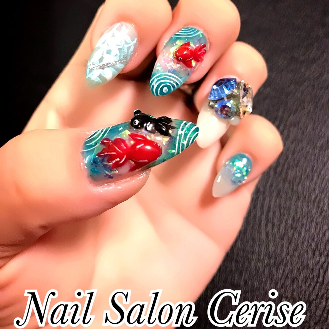 夏 海 浴衣 女子会 ハンド Nail Salon Cerise ネイルサロンスリーズ のネイルデザイン No ネイルブック