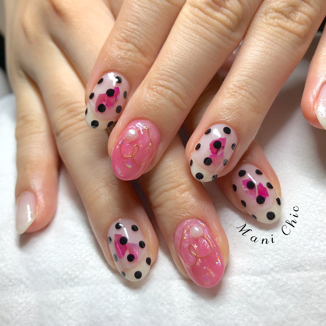 ハンド シェル ハート ドット ピンク Mani Chicのネイルデザイン No ネイルブック