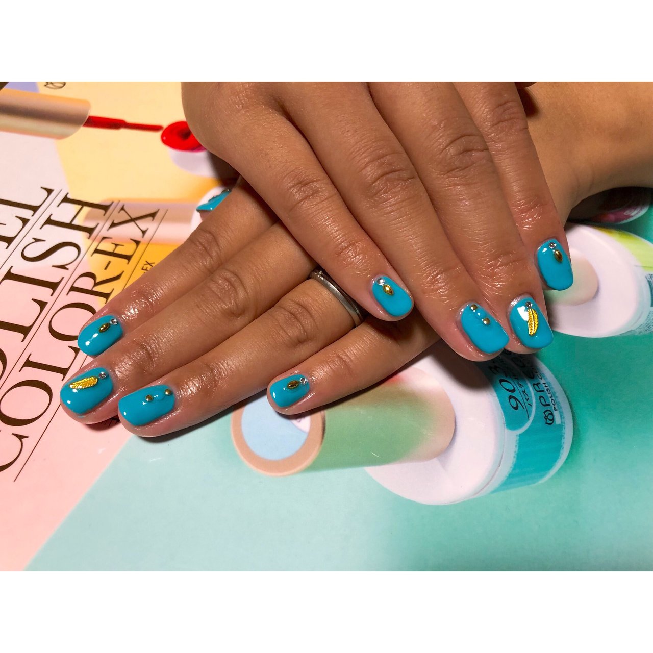 ハンド シンプル ターコイズ お客様 Dora Nailのネイルデザイン No ネイルブック