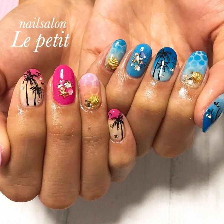 夏 旅行 海 リゾート ハンド Nailslon Le Petitのネイルデザイン No ネイルブック