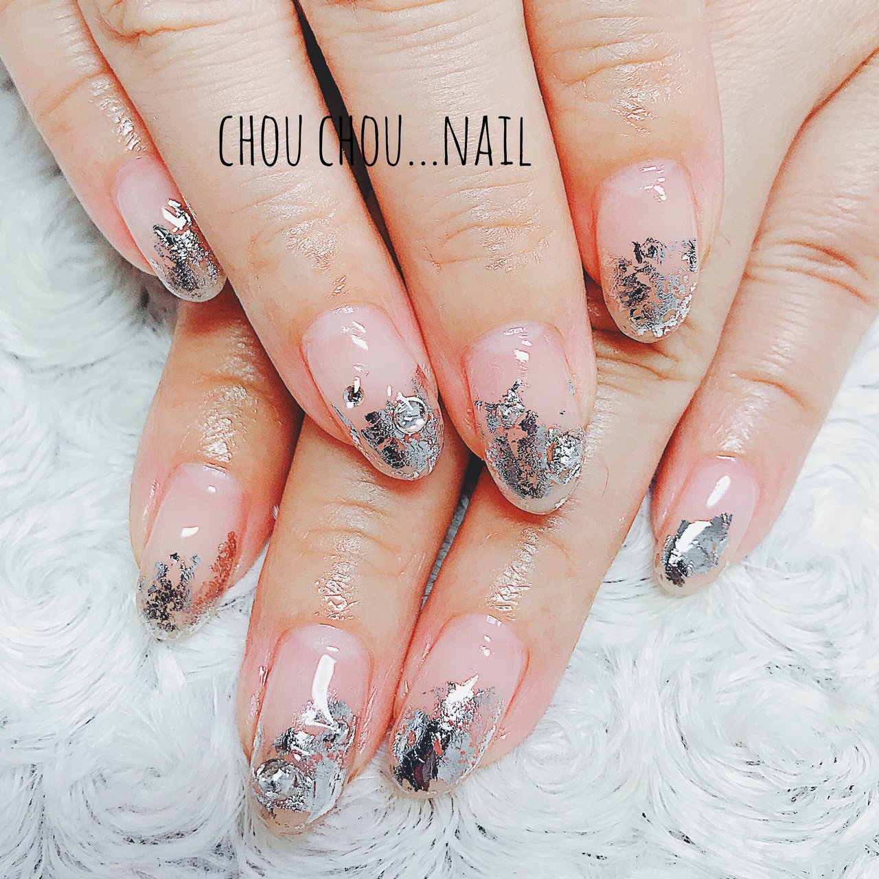 EVER NAIL ベージュ シルバー フレンチネイル EVER NAIL ベージュ シルバー フレンチネイル