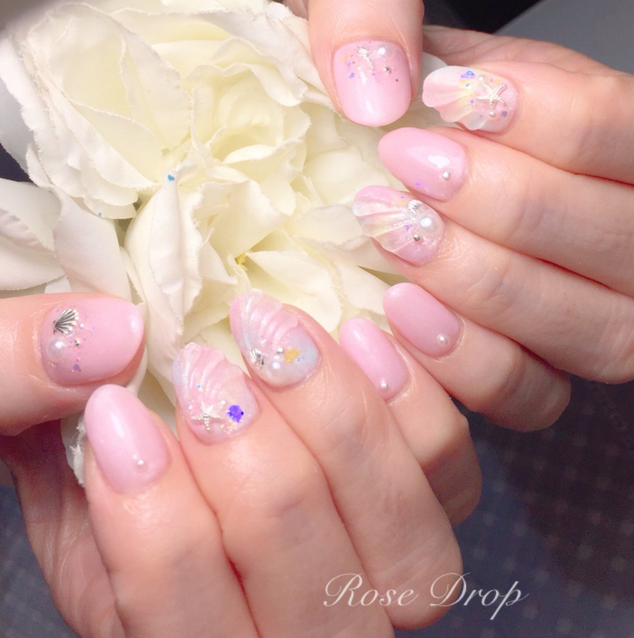 夏 旅行 海 リゾート ピンク Rose Dropのネイルデザイン No ネイルブック