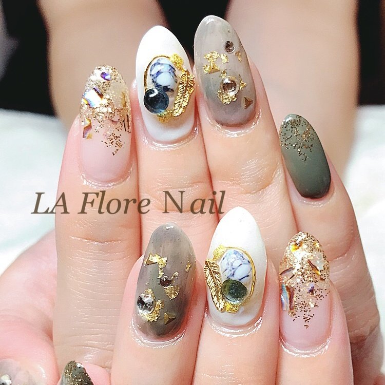 夏 秋 フェザー アンティーク ボヘミアン Laflore のネイルデザイン No ネイルブック