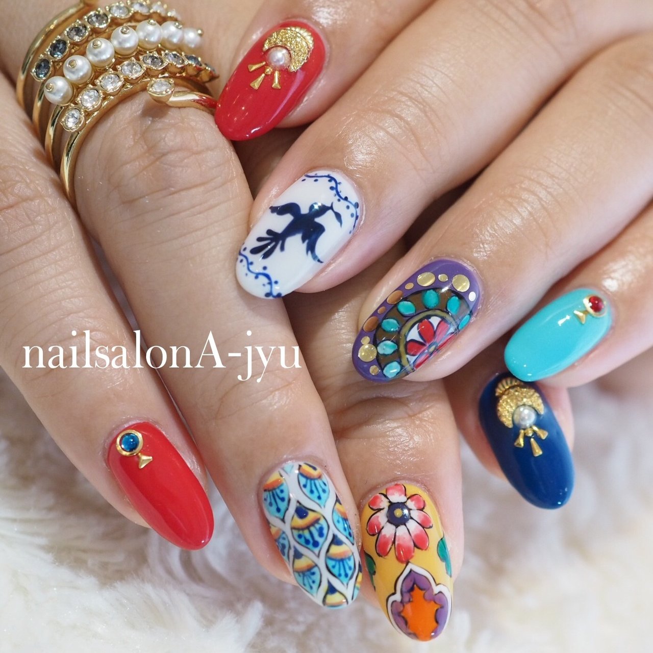 夏 旅行 ハンド ワンカラー アニマル柄 A Jyu Nailsalonのネイルデザイン No ネイルブック