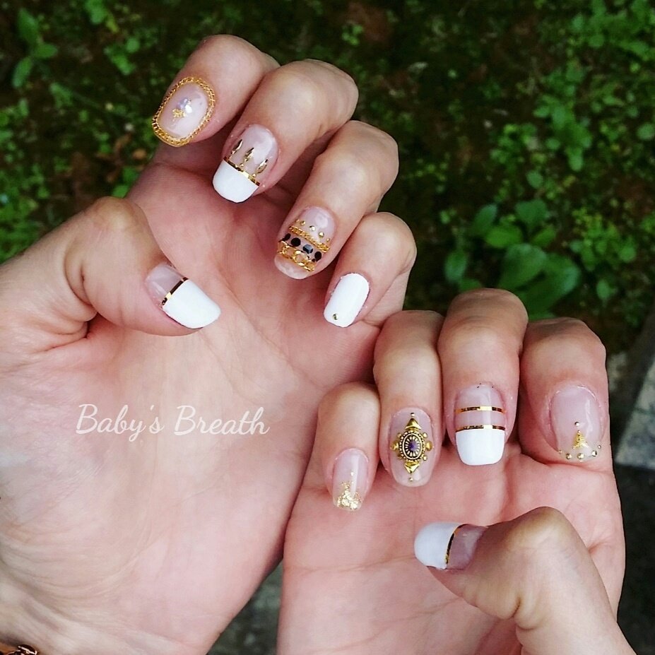 夏 オールシーズン 海 ハンド フレンチ Babysbreath Nailのネイルデザイン No ネイルブック