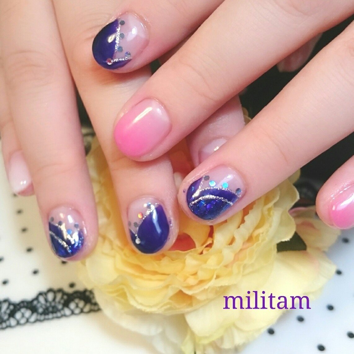 旅行 ライブ 女子会 ハンド 変形フレンチ ミリ Militamのネイルデザイン No 3397924 ネイルブック