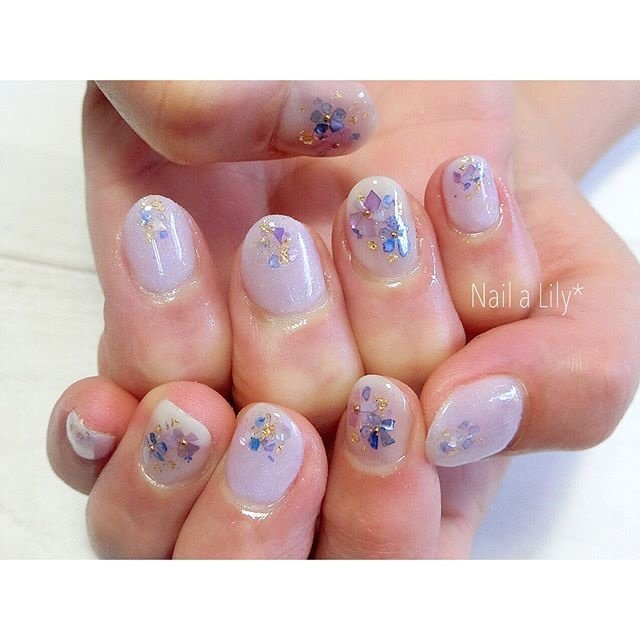 夏 秋 フラワー シェル ブルー Nailalily ネイルアリリー Akiのネイルデザイン No ネイルブック