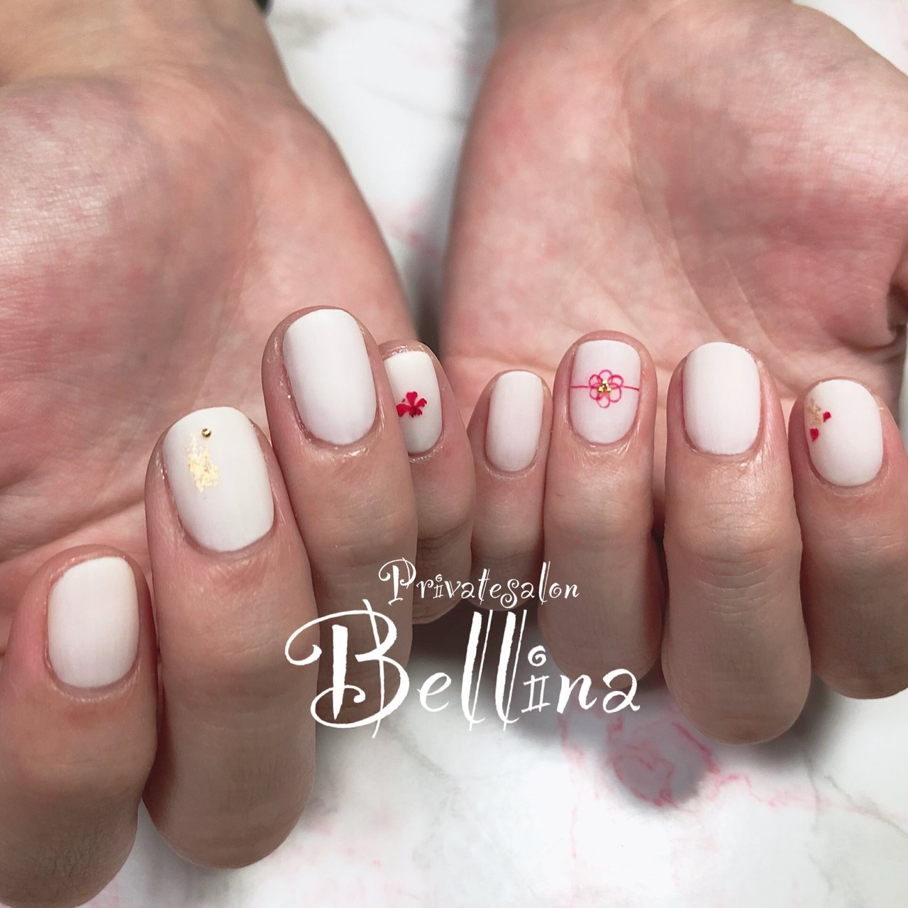 ブライダル ハンド シンプル ワンカラー 押し花 Makiii Bellinaのネイルデザイン No ネイルブック