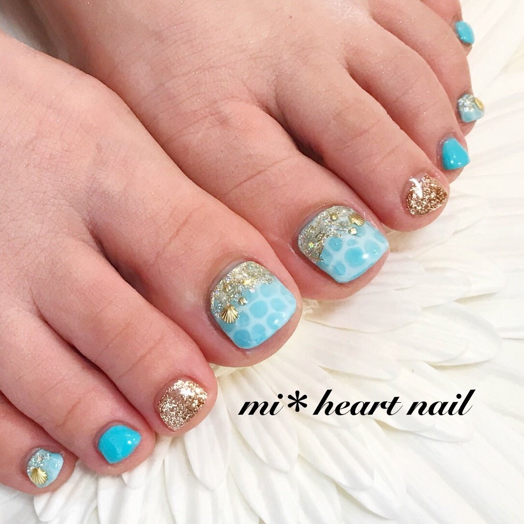夏 海 リゾート 浴衣 フット Mi Heart Nailのネイルデザイン No ネイルブック