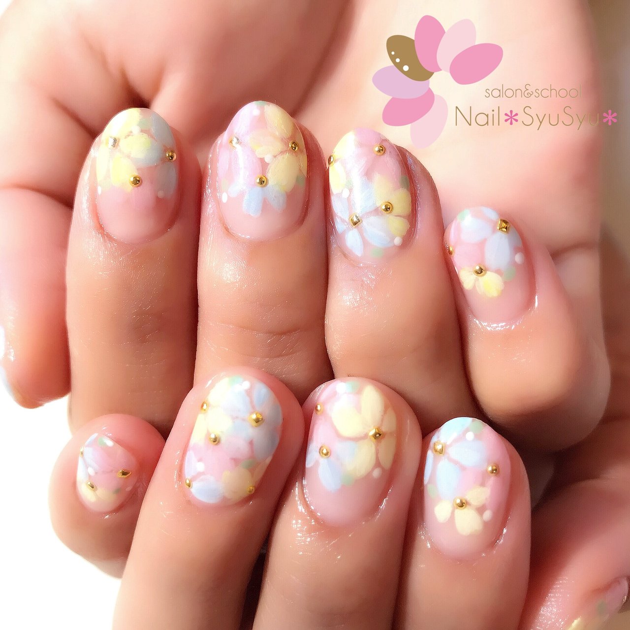 春 夏 ハンド フラワー パステル Nail Syusyu ネイルシュシュのネイルデザイン No ネイルブック