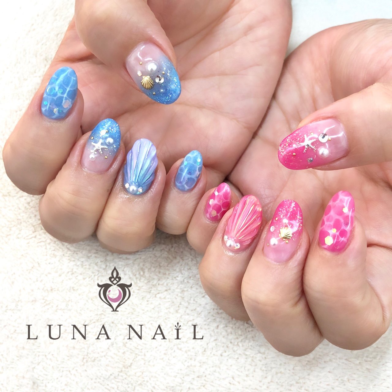 夏 海 リゾート ハンド ラメ Luna Nail のネイルデザイン No ネイルブック