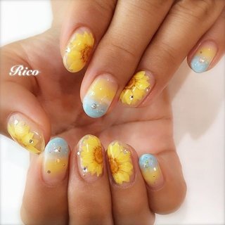 ひまわりネイルのネイルデザイン 3ページ目 ネイルブック