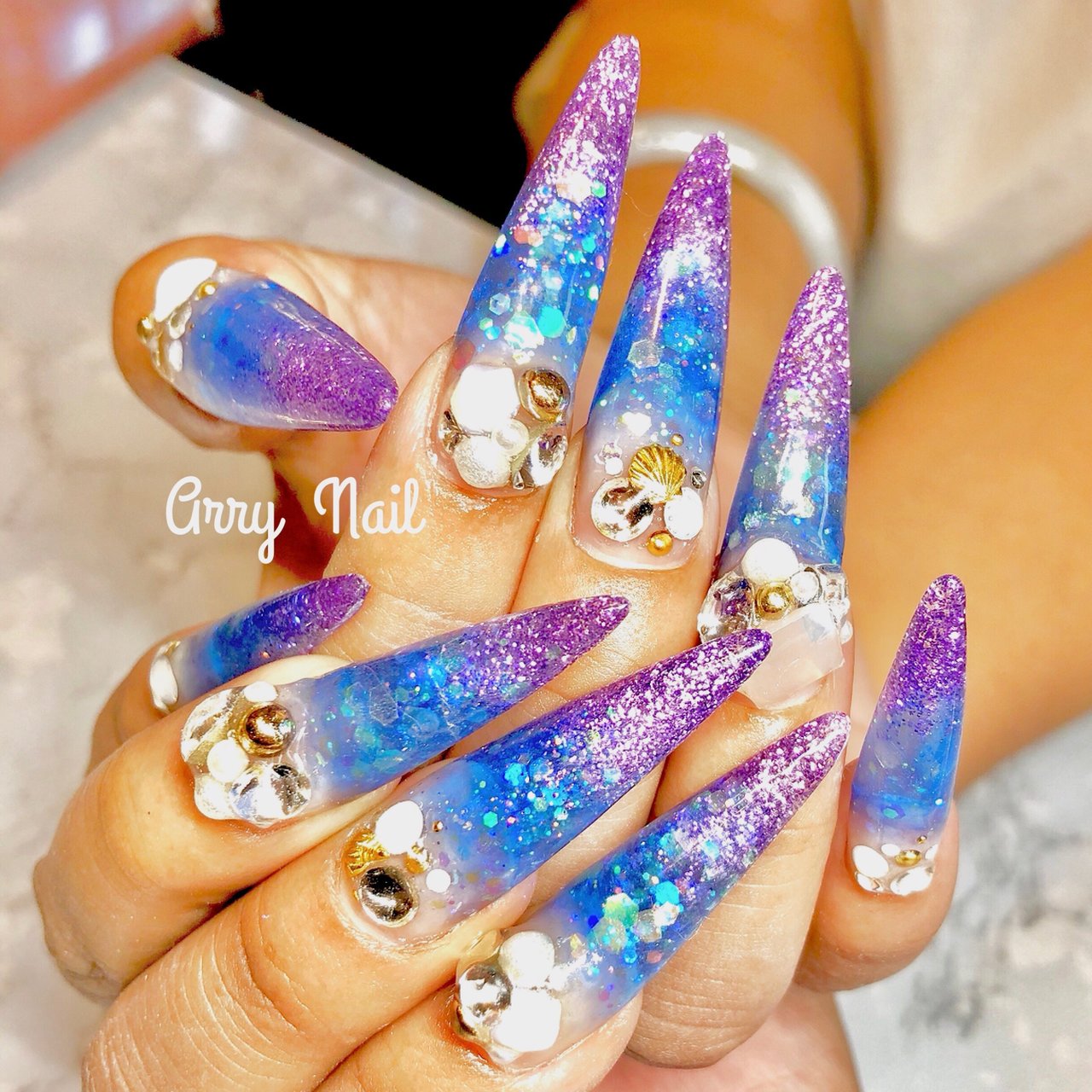 夏 海 リゾート ハンド ラメ Arry Nail アリーネイルのネイルデザイン No ネイルブック