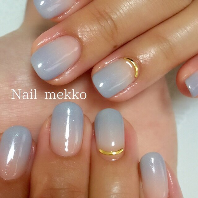 シンプル グラデーション ブルー グレー お客様 Nail Mekkoのネイルデザイン No 3415011 ネイルブック