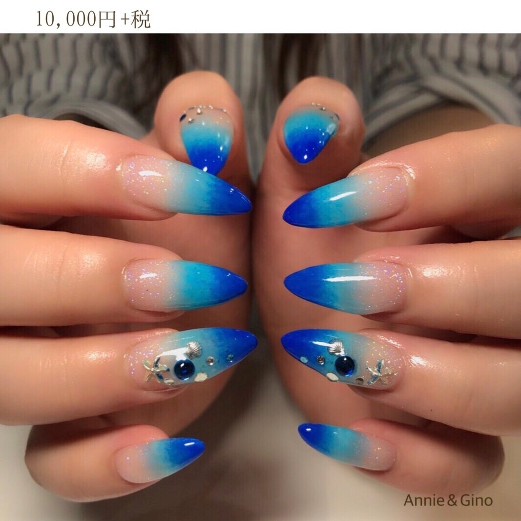 夏 ハンド グラデーション スターフィッシュ ロング Nailsalon Annie Ginoのネイルデザイン No ネイルブック