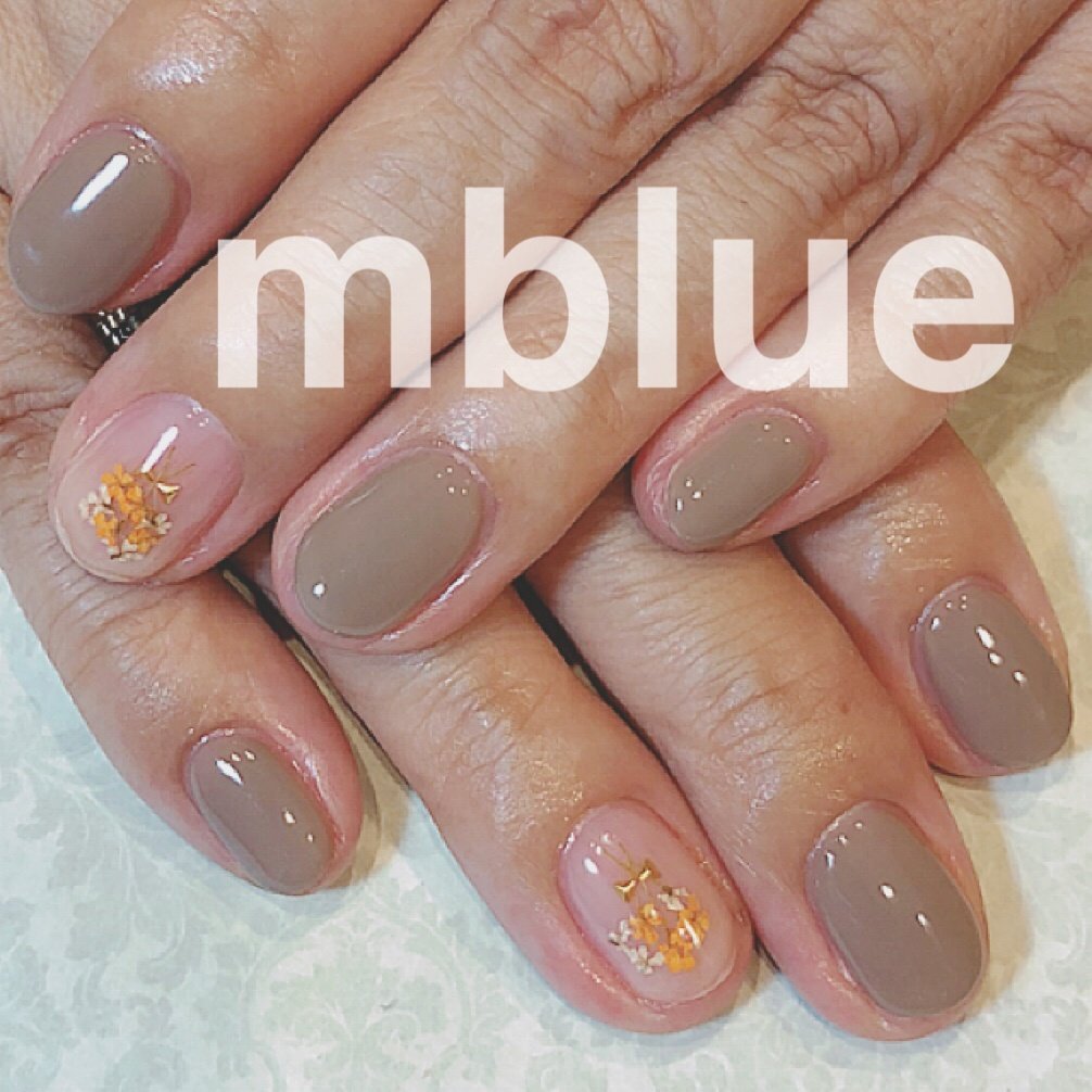 オールシーズン ハンド シンプル 押し花 ショート Mblue Nailのネイルデザイン No ネイルブック