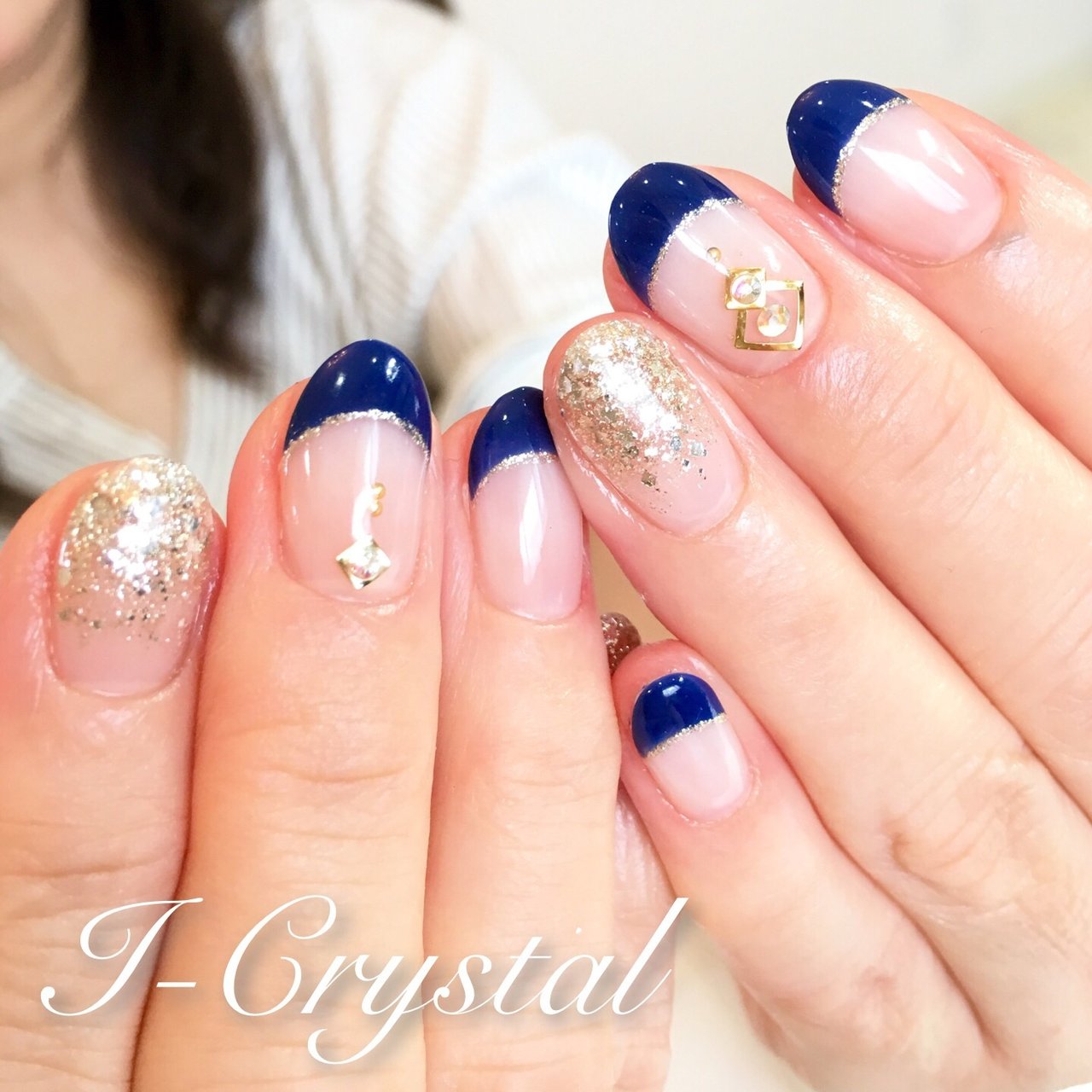 秋オフィスハンドシンプルフレンチ Nail Salon アイクリスタル