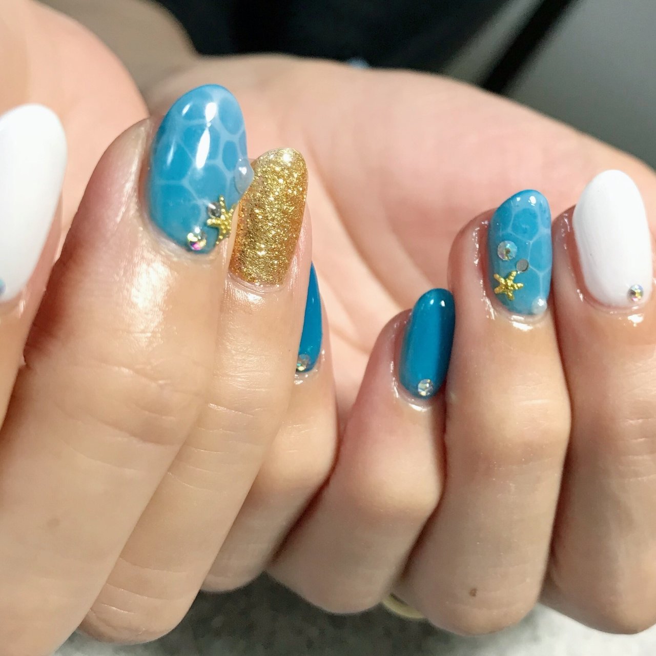 夏 ターコイズ 水色 ブルー Nail Salon Coffretのネイルデザイン No 3420855 ネイルブック