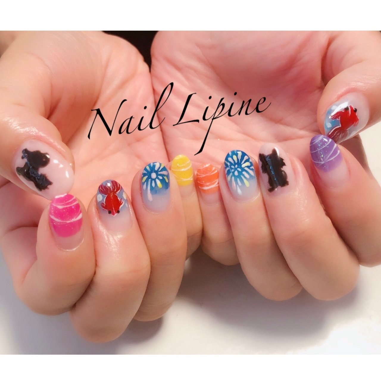 夏 海 浴衣 ハンド フレンチ Nail Lipineのネイルデザイン No ネイルブック